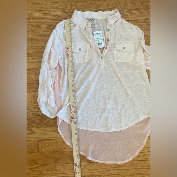 Eyelash Couture Half Button Shirt Women’s Medium Orange (Creamsicle)Sheer Back - Picture 8 of 8